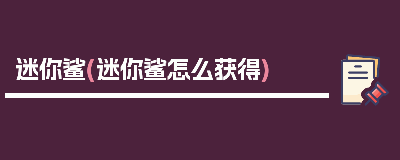 迷你鲨(迷你鲨怎么获得)