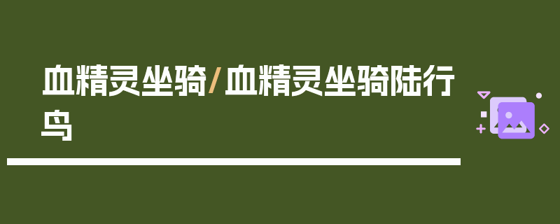 血精灵坐骑/血精灵坐骑陆行鸟