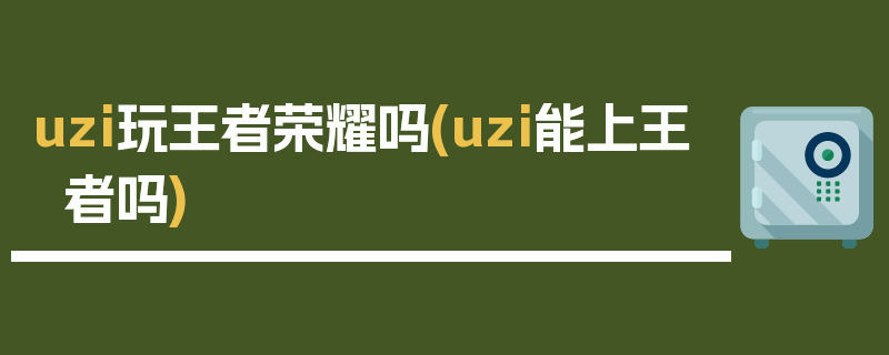 uzi玩王者荣耀吗(uzi能上王者吗)