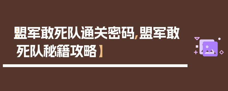 【盟军敢死队通关密码,盟军敢死队秘籍攻略】