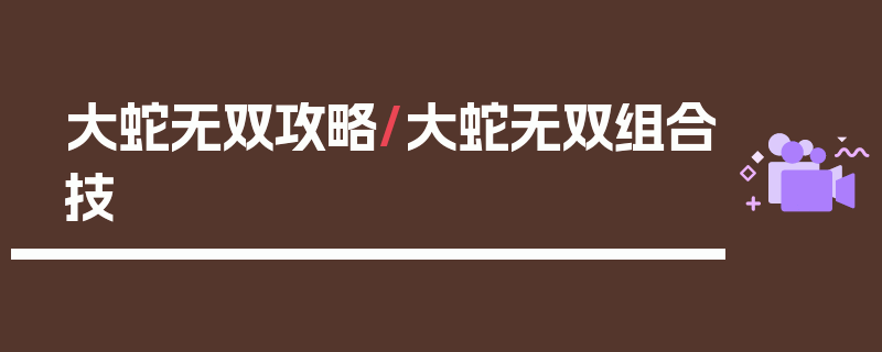 大蛇无双攻略/大蛇无双组合技