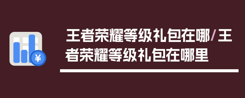 王者荣耀等级礼包在哪/王者荣耀等级礼包在哪里