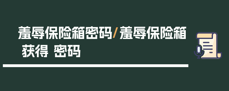 羞辱保险箱密码/羞辱保险箱 获得 密码