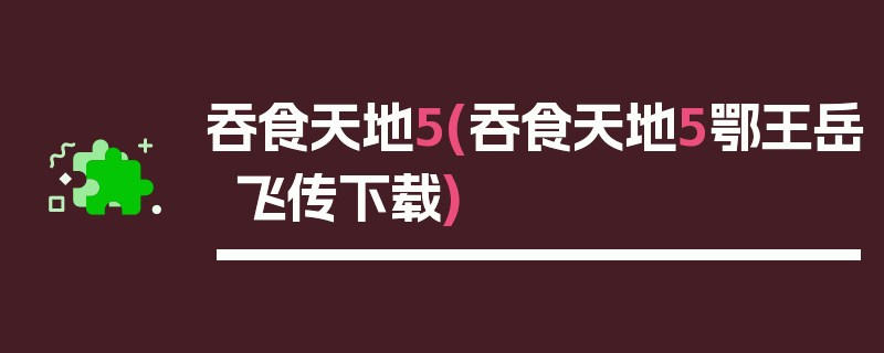 吞食天地5(吞食天地5鄂王岳飞传下载)