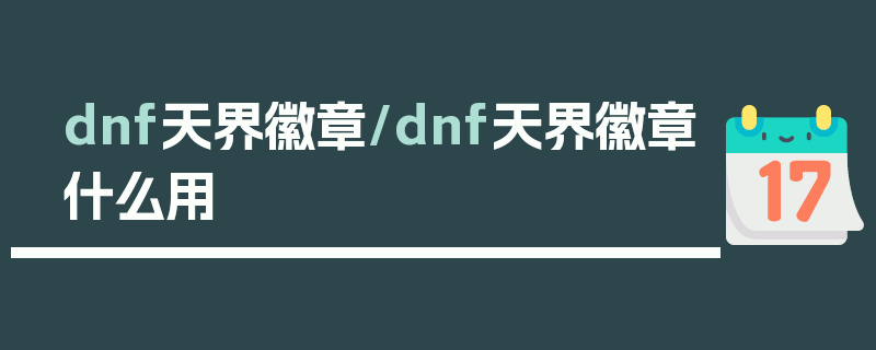 dnf天界徽章/dnf天界徽章什么用