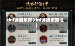 dnf师徒疲劳(dnf师徒疲劳值)