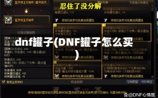 dnf罐子(DNF罐子怎么买)