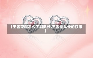 【王者荣耀怎么下副队长,王者副队长的权限】