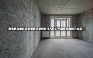 新毛坯房能住吗新毛坯房能否直接入住？一篇全面解读的文章