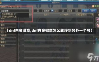 【dnf白金徽章,dnf白金徽章怎么转移到另外一个号】