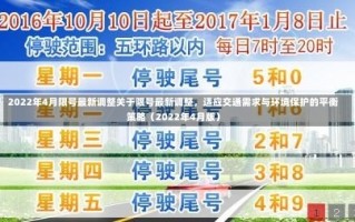 2022年4月限号最新调整关于限号最新调整，适应交通需求与环境保护的平衡策略（2022年4月版）