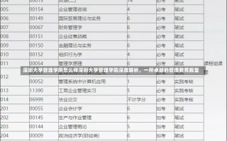 深圳大学管理学院怎么样深圳大学管理学院深度解析，一所卓越的管理教育殿堂