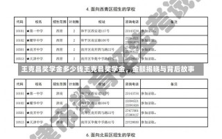 王克昌奖学金多少钱王克昌奖学金，金额揭晓与背后故事