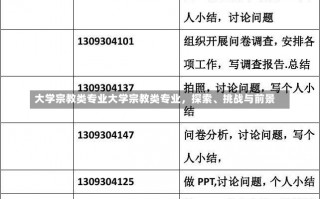 大学宗教类专业大学宗教类专业，探索、挑战与前景