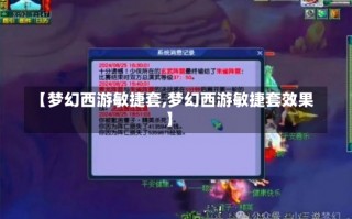 【梦幻西游敏捷套,梦幻西游敏捷套效果】