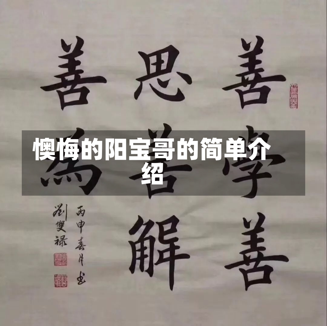 懊悔的阳宝哥的简单介绍-第1张图片-通任唐游戏