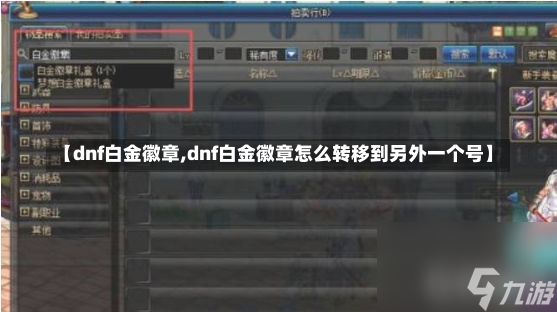【dnf白金徽章,dnf白金徽章怎么转移到另外一个号】-第1张图片-通任唐游戏