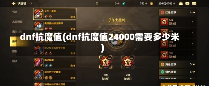 dnf抗魔值(dnf抗魔值24000需要多少米)-第1张图片-通任唐游戏