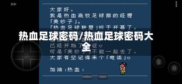 热血足球密码/热血足球密码大全-第1张图片-通任唐游戏