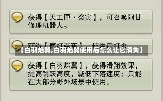 【白羽焰翼,白羽焰翼使用后怎么让它消失】-第2张图片-通任唐游戏