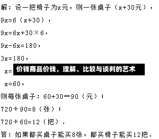 价钱商品价钱，理解、比较与谈判的艺术-第1张图片-通任唐游戏