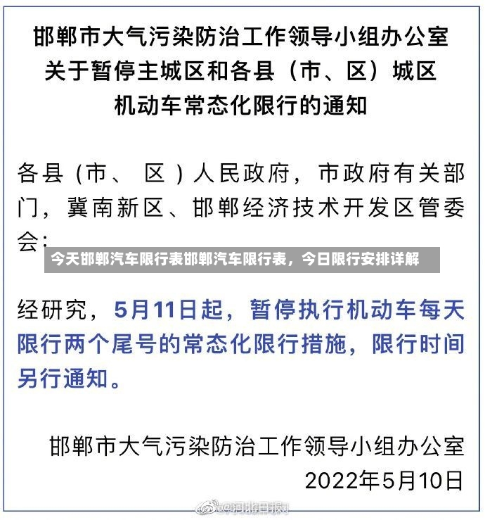 今天邯郸汽车限行表邯郸汽车限行表，今日限行安排详解-第1张图片-通任唐游戏